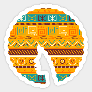 Afro Hair Woman with African Pattern, Black History Sticker